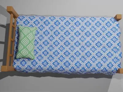 Single Bed - Cama de solteiro Low-poly 3D model