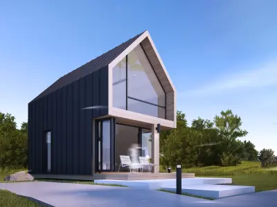Tiny House Plan 36 sqm Modern Cabin PDFand CAD Files Low-poly 3D model