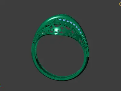 Women Ring With Stone Diamond Ready STL 3DM Models Womens Rings 3D print model 10