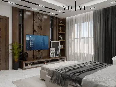 modern master bedroom interior by evolve Low-poly 3D model