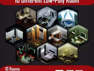 Interiors Pack-1 Low-poly 3D model Low-poly 3D model
