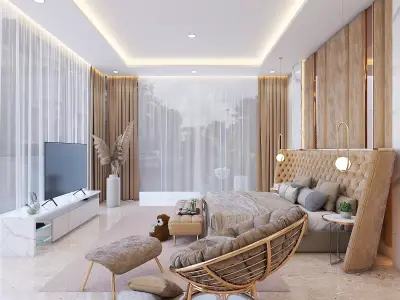 Luxury Gold Bedroom 3D model