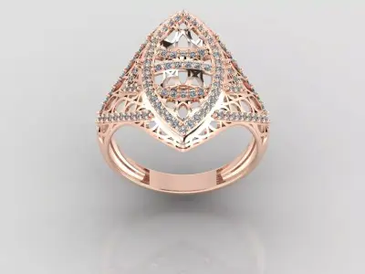 Women Ring Fancy Rings With Stone STL 3DM Render Printable 3D print model