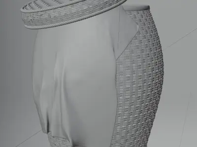 Wicker Laundry Basket with Cloth 3D model