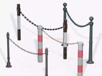 Chain Barrier 3D Model Collection