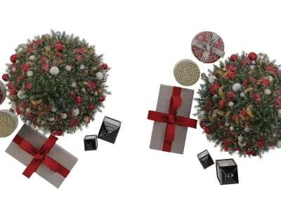 Christmas tree with decor Low-poly 3D model