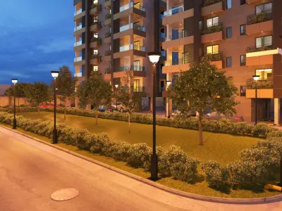 Residential complex  exterior scene 3D model