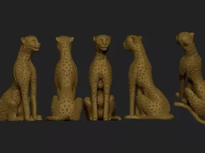 3d model four cheetah statues 3D print model