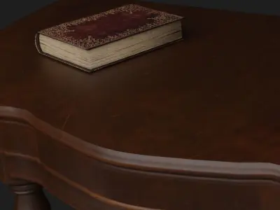 Vintage wooden table in gothic style Low-poly 3D model