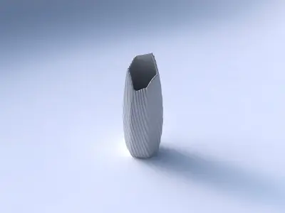 Vase bent hexagon with extruded vertical lines 2 3D print model