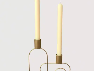 candlestick candle holder - gold 3D model