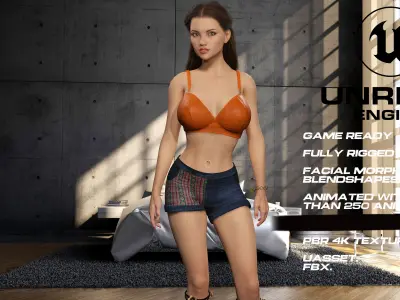 Fashion girl full rigged - game ready - animated Low-poly 3D model