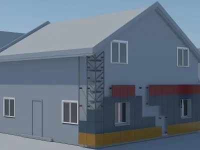 Mechanic facade systems  Low-poly 3D model
