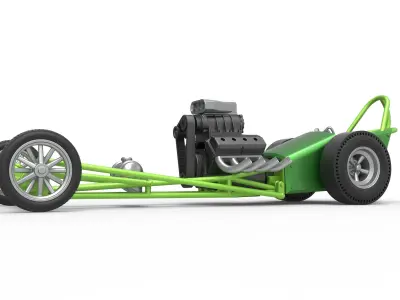 Front engine old school dragster Scale 1 to 25 3D print model