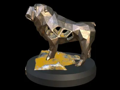 Steampunk Old Bulldog Rock Low-poly 3D model