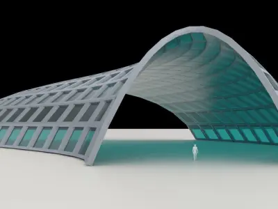 Large structure frame with windows architecture engineering 3D model