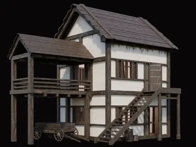 Medieval Village Pack 1 - 4 Assets - 4K Textures Game Ready Low-poly 3D model