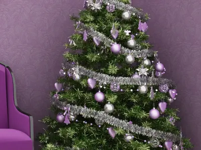 Christmas tree purple 3D model