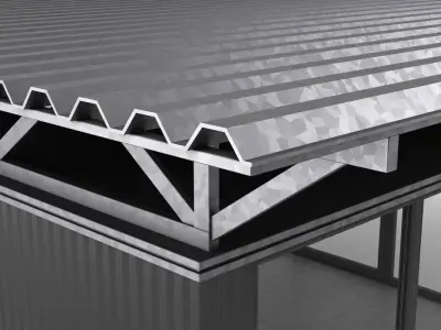 Pavilion metal building with roof 3D model