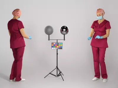 Surgical female doctor working 210 Low-poly 3D model