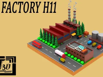 Factory Warehouse Low-poly 3D model