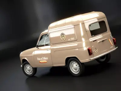 Renault 4 Van French Bakery Low-poly 3D model
