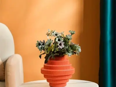 Gear Texture Cylinder Vase 3D print model