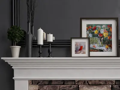 Fireplace 4 with stone mantle 3D model