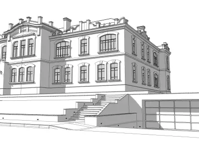 villa art nouveau moderne 3D model