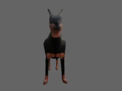 Dog Doberman - Low poly and High poly - Cachorro Low-poly 3D model