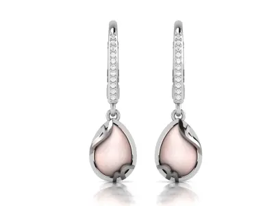 Women Opal Stone Earrings 3D print model
