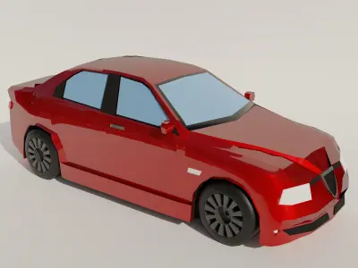Red Car lowpoly Low-poly 3D model