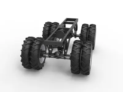 Chassis of Vintage Monster Truck double wheels Scale 1 to 25 3D print model