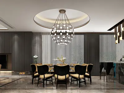 Luxury living room interior 3D model