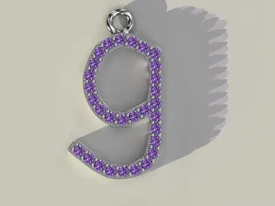 Diamond Lower Case G Pendant Gold Silver Platinum Luxury Jewelry 3D print model