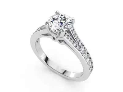 aj-026 solitaire diamond engagement ring gold 3D print model