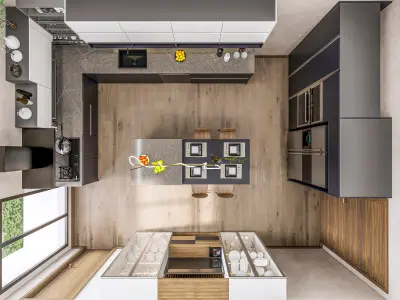 Kitchen fully parametric  Resizable manufacturable  006 3D model