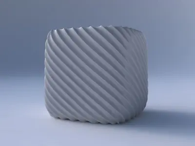 Vase quadratic stumpy with bent extruded lines 3D print model