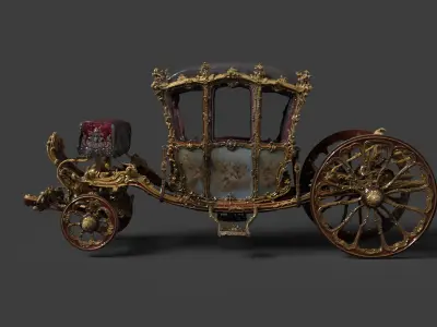 Chinese ancient wooden  carriage   3D model