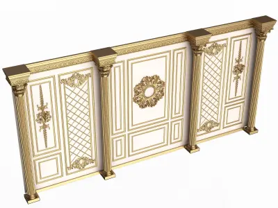 Boiserie Classic Wall with Mouldings 05 White Low-poly 3D model