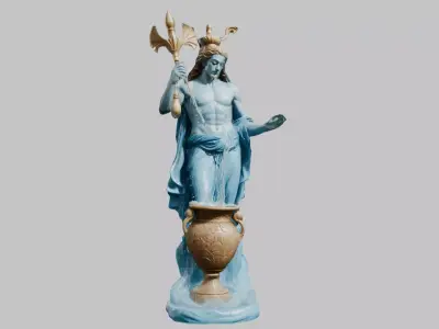 fantasy Water God Sculpture Low-poly 3D model