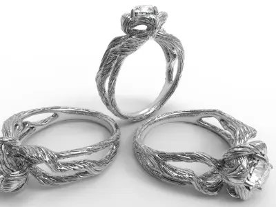 Branch vood ring gem 3D print model