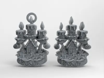 christmas tree candle decor  3D print model