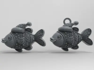 christmas fish cookie decor 2  3D print model