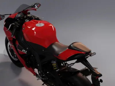 Yamaha R1 2015 Red and black Low-poly 3D model