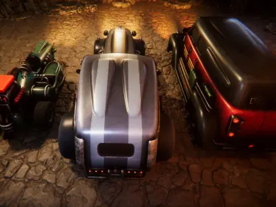 Dieselpunk cars Low-poly 3D model