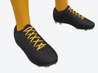 Soccer Uniform with Boots Yellow Stripes 3D model