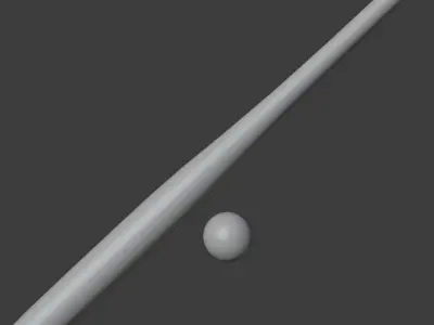 Baseball bat and ball Low-poly 3D model