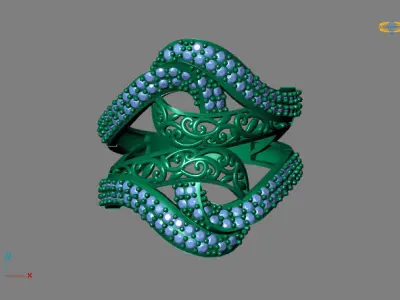 STL 3DM Women Ring Womens Ring Diamonds With Stone Model 3D print model