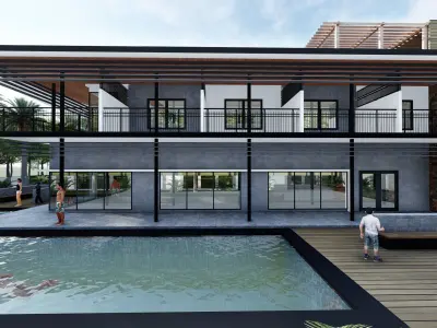 Modern Resthouse or Mansion or Guest House Low-poly 3D model